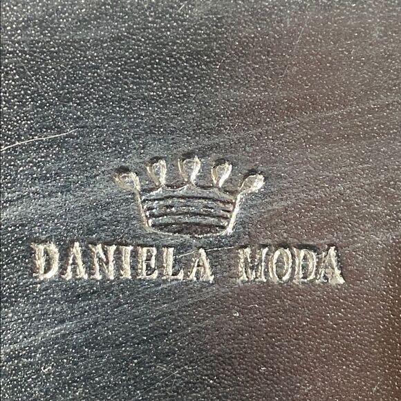 Daniela Moda Black Leather Hand / Shoulder Bag Small Y2K Preppy Classic Minimal - Picture 4 of 15